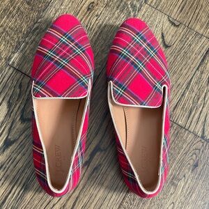 J. Crew Red Tartan Plaid Ballet Flats Size 7.5 Slip-On Preppy Holiday